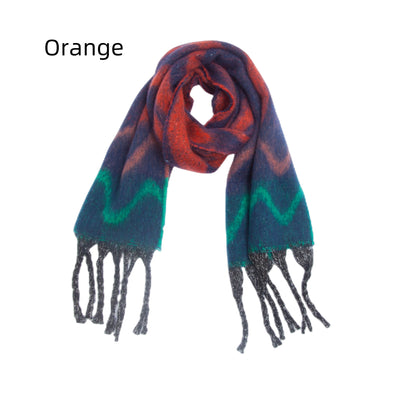Thick Wavy Jacquard Coarse Fringed Scarf