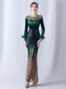 Sequins Long Sleeve Feather Prom Dress