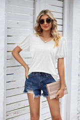 V-neck Loose Short Sleeve T-shirt