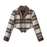 Irregular Plaid Cotton Coat