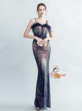 Spaghetti Straps Sequins Mermaid Prom Dress