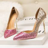 Thin High-heeled Sequined Pointed Shoes