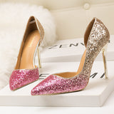 Thin High-heeled Sequined Pointed Shoes