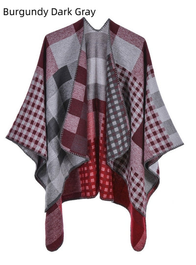Fashion Cashmere Split Warm Shawl Cloak