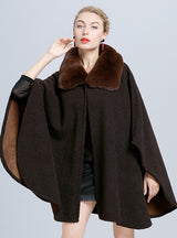 Women's Wool Cardigan Granular Cloak Coat
