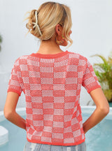 Plaid Beach Seaside Short Sleeve T-shirt