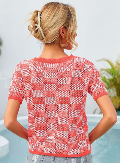 Plaid Beach Seaside Short Sleeve T-shirt