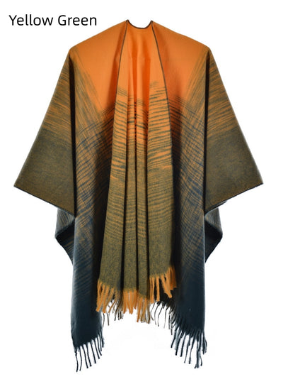Gradient Knitted Split Cloak Shawl