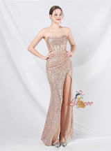 Mermaid Sequins Spaghetti Straps Prom Dress