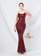 Mermaid Sequins Spaghetti Straps Prom Dress