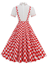 Red Checkerboard Short Sleeve Vintage Dress