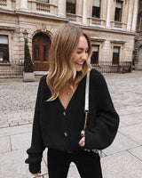 Solid Color Short Knitted Sweater Coat