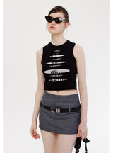 Sleeveless Holes Slim Vest T-shirt