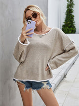 Round Neck Fringed Sweater