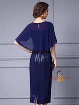 Dark Blue Sequins Mother Of The Bride Dress