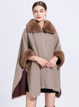 Wool Collar Shawl Cloak Knitted Woolen Coat