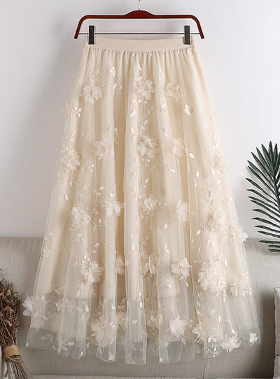 Double-layer Gauze Embroidery Skirt