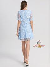 V-neck Slim Lace Short Dress