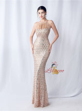 Halter Mermaid Sequins Feather Prom Dress