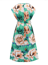 V-neck Bat Sleeve Printed Dress