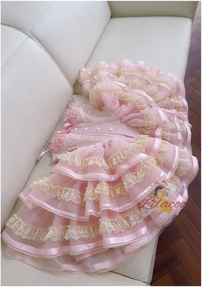 Pink Retro Sling Lace Cake Fluffy Dress