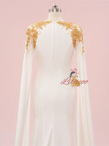 Sexy White Mermaid Scoop Beading Prom Dress