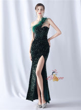 Mermaid Sequins One Shoulder Prom Dress