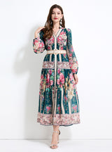 Palace Style Printed Long Dress