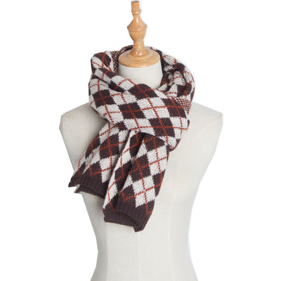 Thickened Knitted Scarf Rhombic Wool Scarf