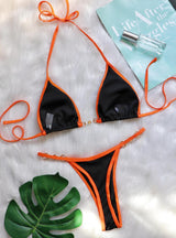 Sexy Patchwork Metal Accessories Pearl Swimsuit