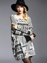 Loose-fitting Medium to Long Printed Sweater