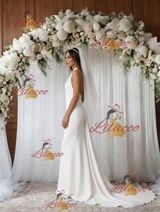 White Mermaid Halter Backless Wedding Dress