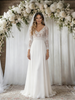 White Lace Long Sleeve V-neck Wedding Dress