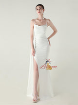 Mermaid Spaghetti Straps Split Beading Prom Dress