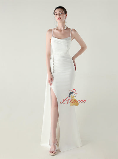 Mermaid Spaghetti Straps Split Beading Prom Dress