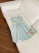 Mint Green Gauze Long Sleeve Short Slim Dress