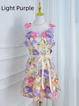 Flower Embroidered Suspender Dress