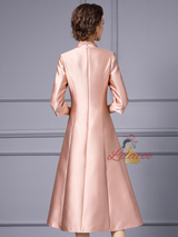 Burgundy Satin Short Sleeve Mother Of The Bride Dress