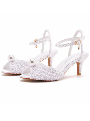 6 cm Fishmouth High-heeled Pearl Sandals