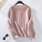 Solid Color Button Loose Lantern Sleeve Sweater Coat