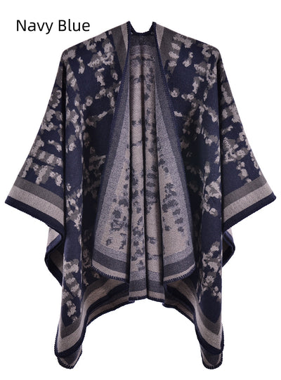 Retro Camouflage Plaid Split Shawl