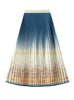 High Waist Slim Printed Pleated Skirt