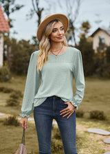 Spliced Round Neck Long Sleeve T-shirt