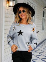 Round Neck Star Long Sleeve Sweater