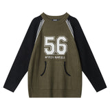 Vintage Contrast Stitching Long Sleeve Sweater