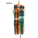 Polyester Plaid Thick Tassel Padded Shawl