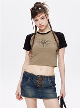 Beades Round Nneck Retro T-shirt