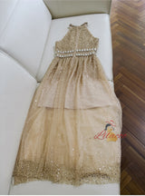 Champagne Sequins Halter Crystal Prom Dress