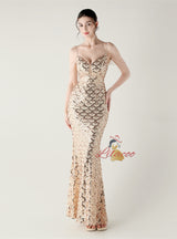 Mermaid Spaghetti Straps Beading Prom Dress