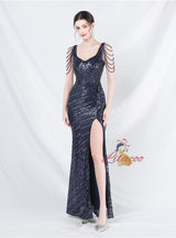 Mermaid Seuqins Straps Beading Prom Dress